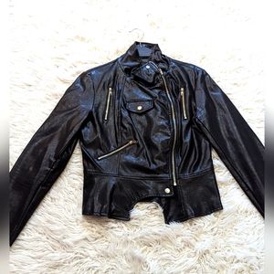 Zip up leather jacket